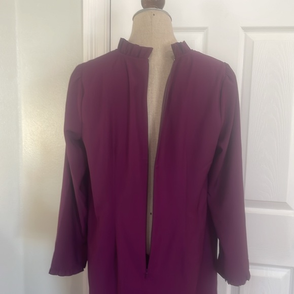 J Crew dress knee length ruffle high neck long sleeve zipper lined womens size 8 - Picture 9 of 13